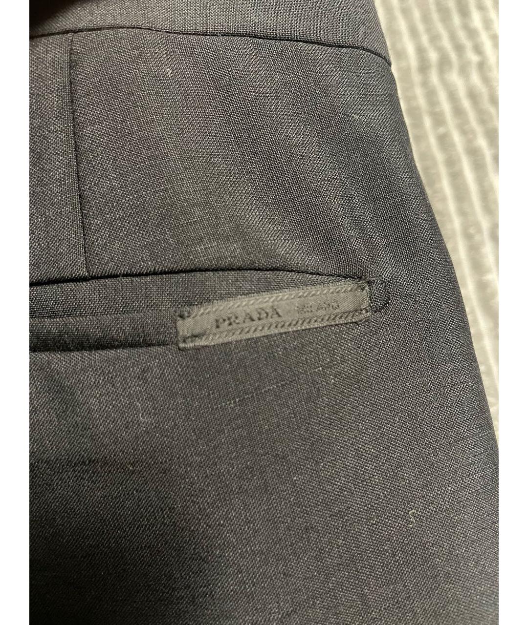 PRADA Черные хлопковые классические брюки, фото 4