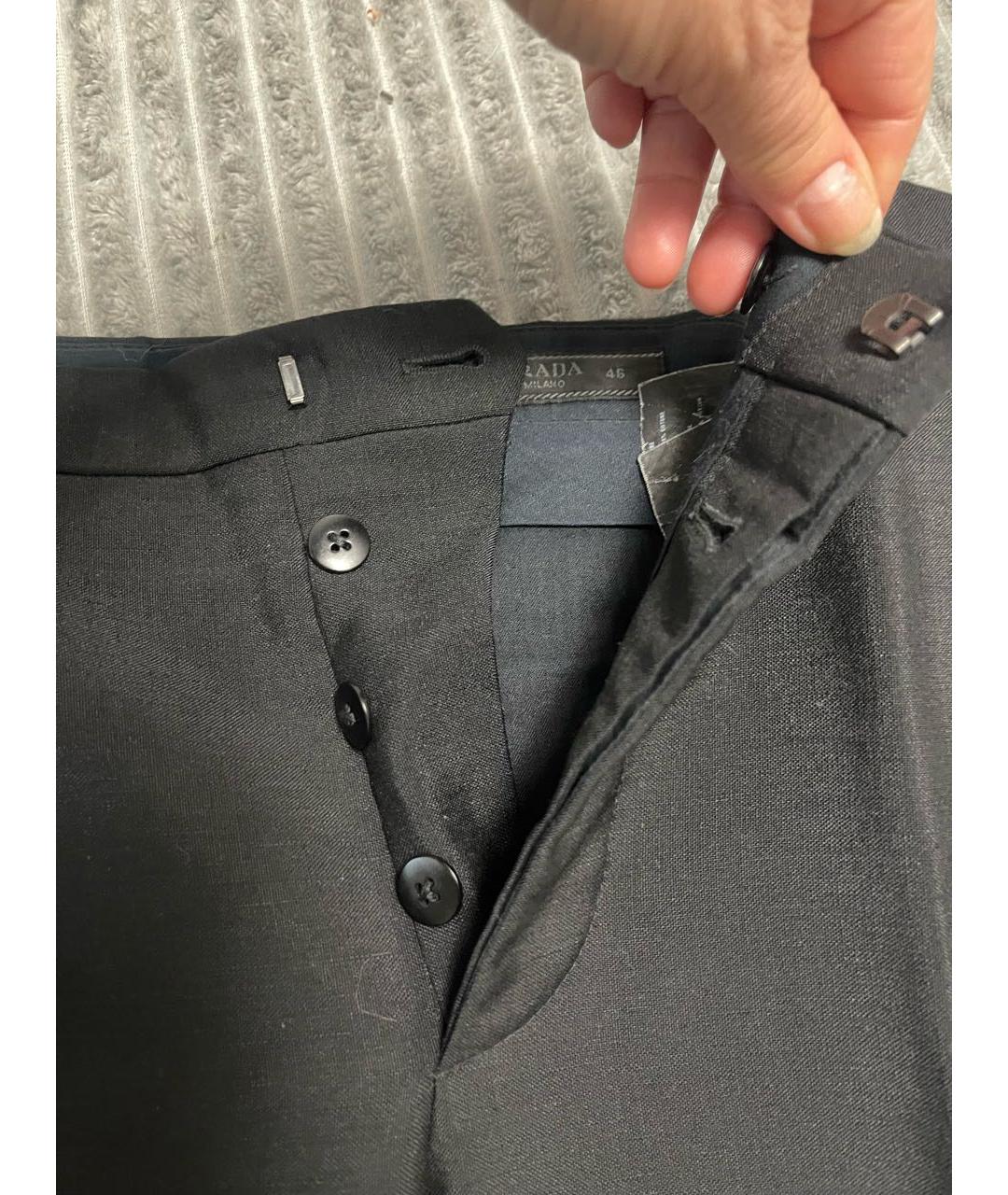 PRADA Черные хлопковые классические брюки, фото 5