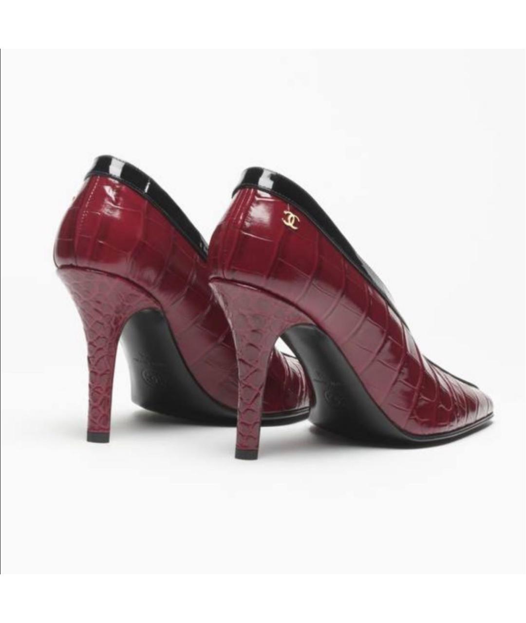 CHANEL Бордовые кожаные туфли, фото 3