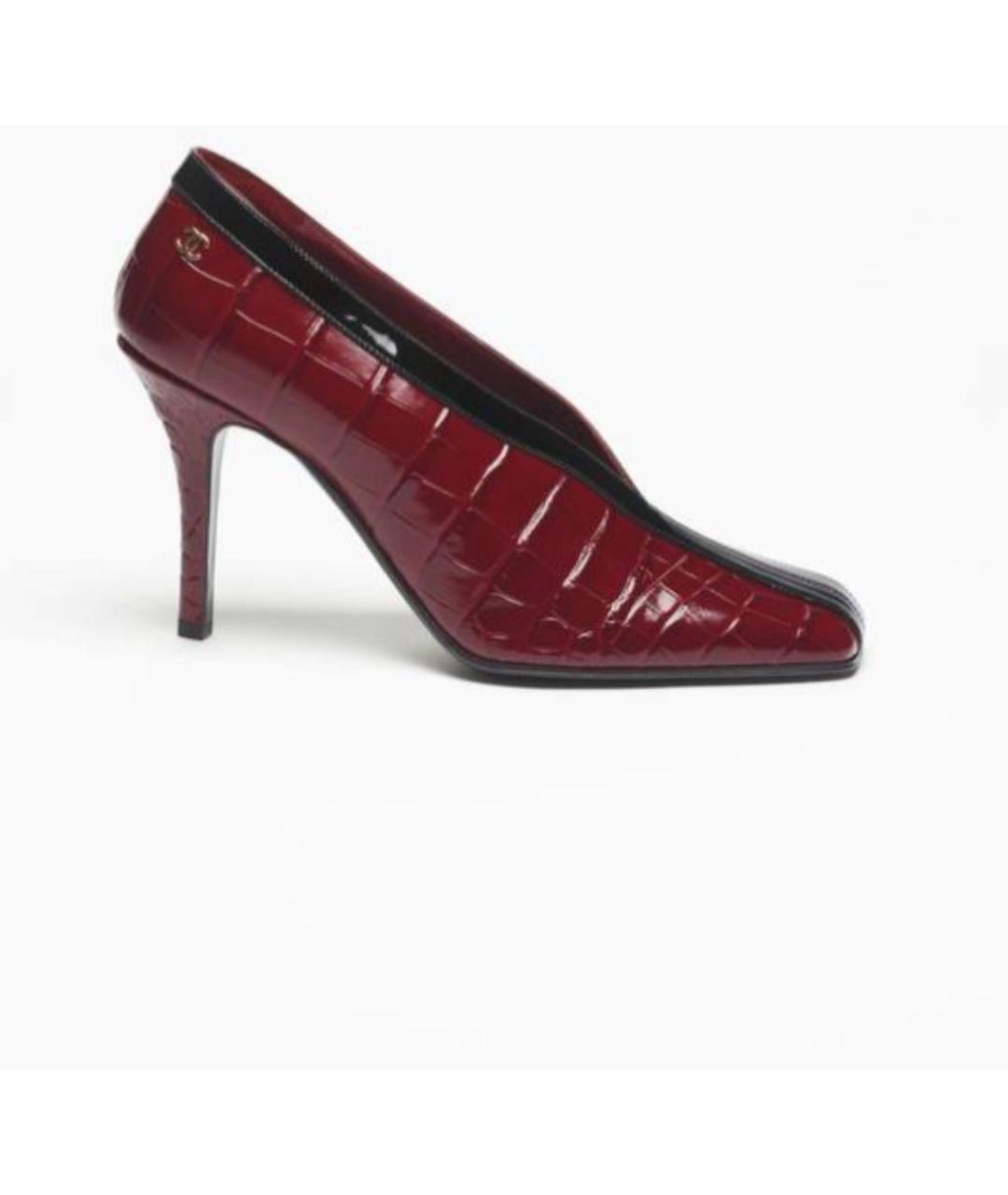 CHANEL Бордовые кожаные туфли, фото 4