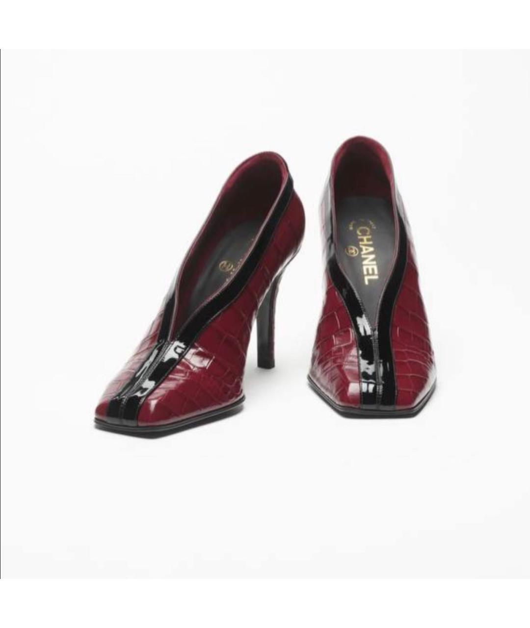 CHANEL Бордовые кожаные туфли, фото 2