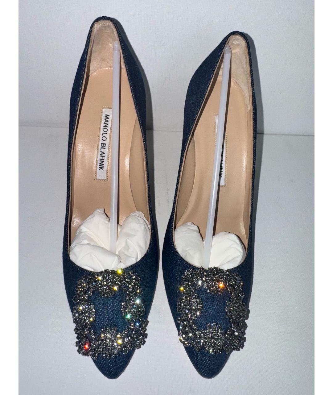 MANOLO BLAHNIK Темно-синие кожаные туфли, фото 3