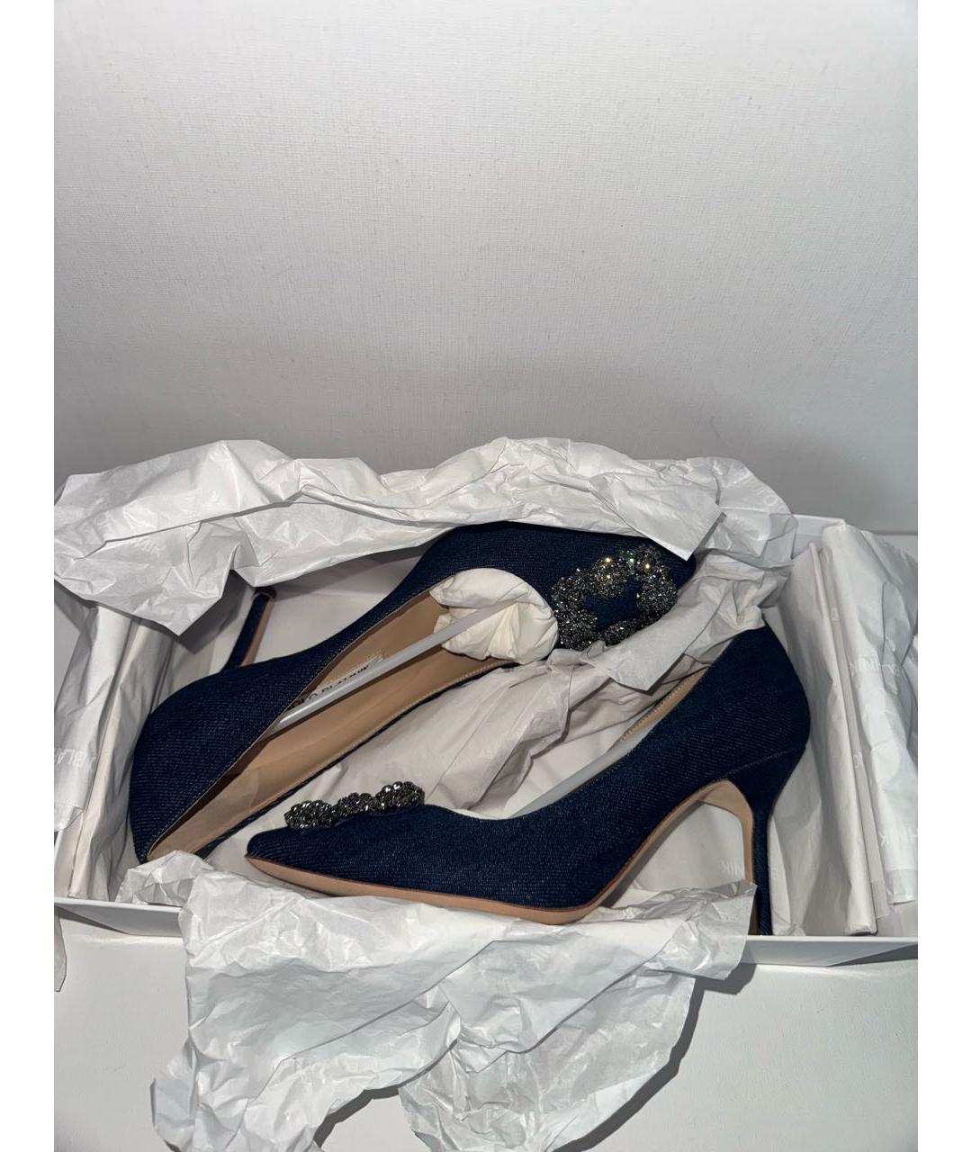 MANOLO BLAHNIK Темно-синие кожаные туфли, фото 7