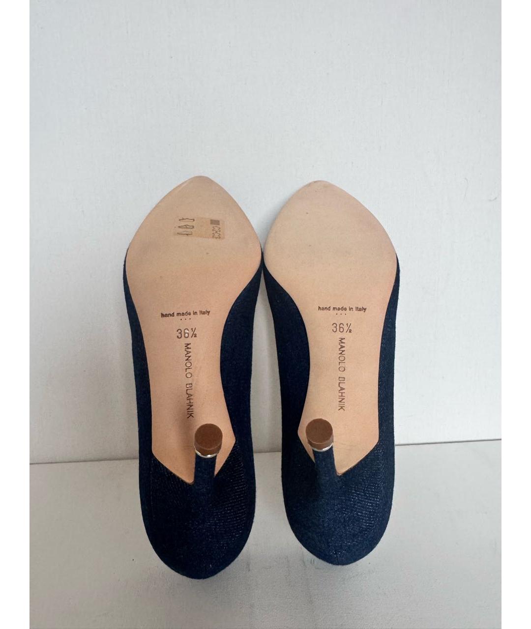 MANOLO BLAHNIK Темно-синие кожаные туфли, фото 6