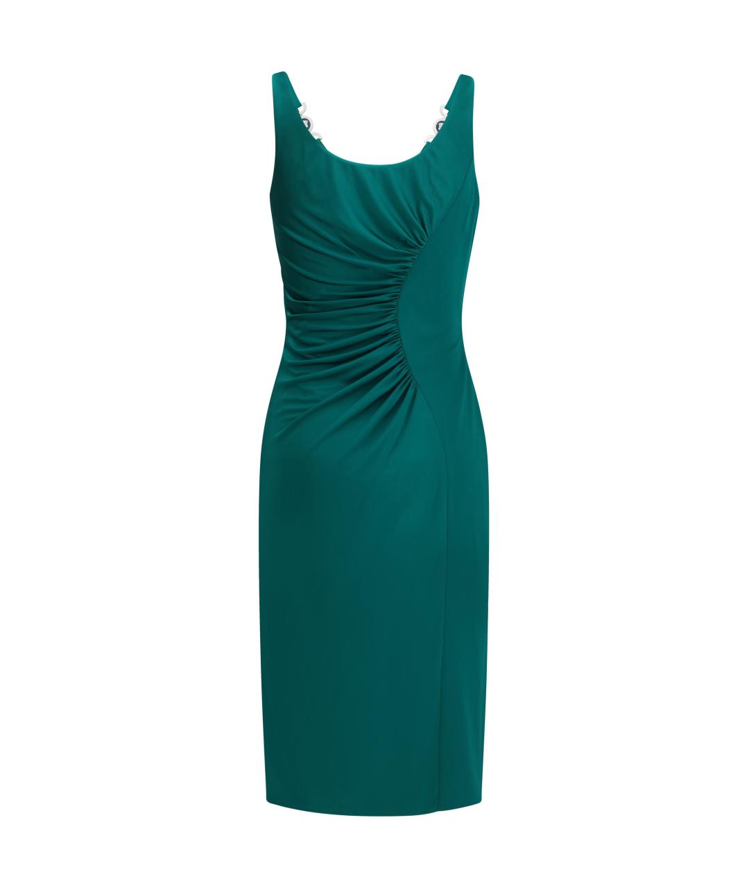 VERSACE Бирюзовое вискозное коктейльное платье, фото 2