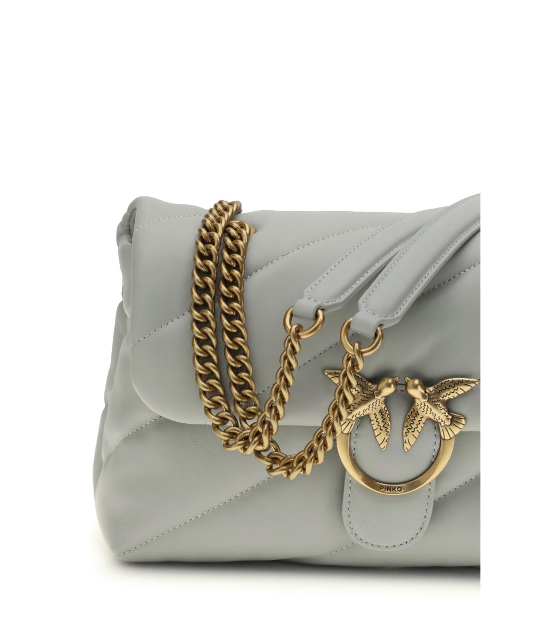 PINKO Серая кожаная сумка через плечо, фото 4