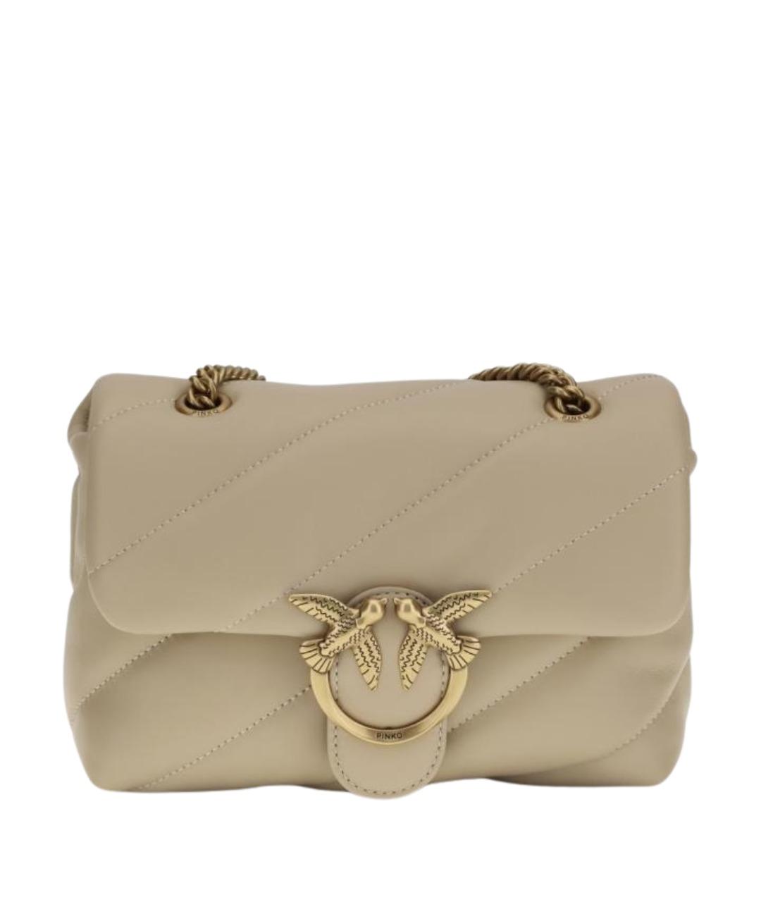 PINKO Бежевая кожаная сумка через плечо, фото 1