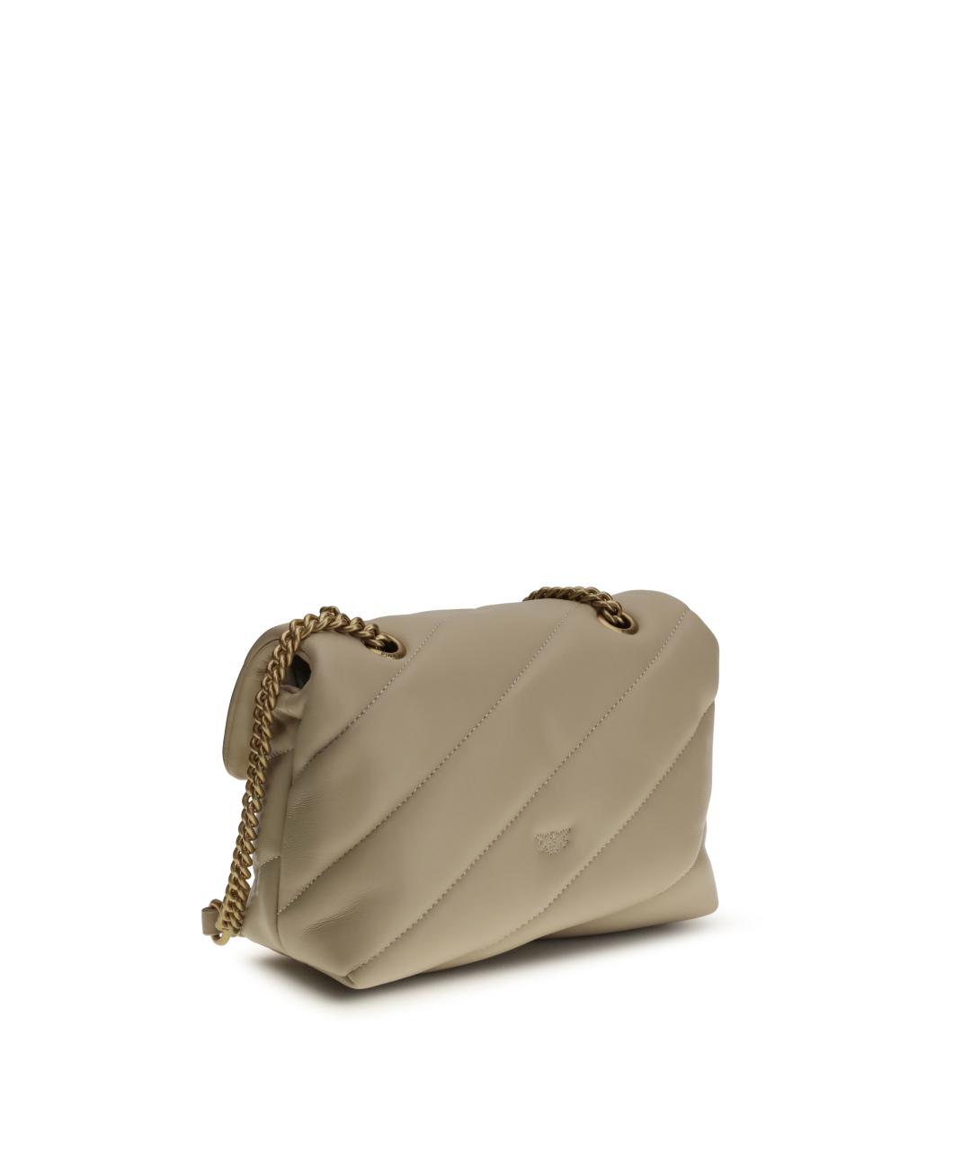 PINKO Бежевая кожаная сумка через плечо, фото 3