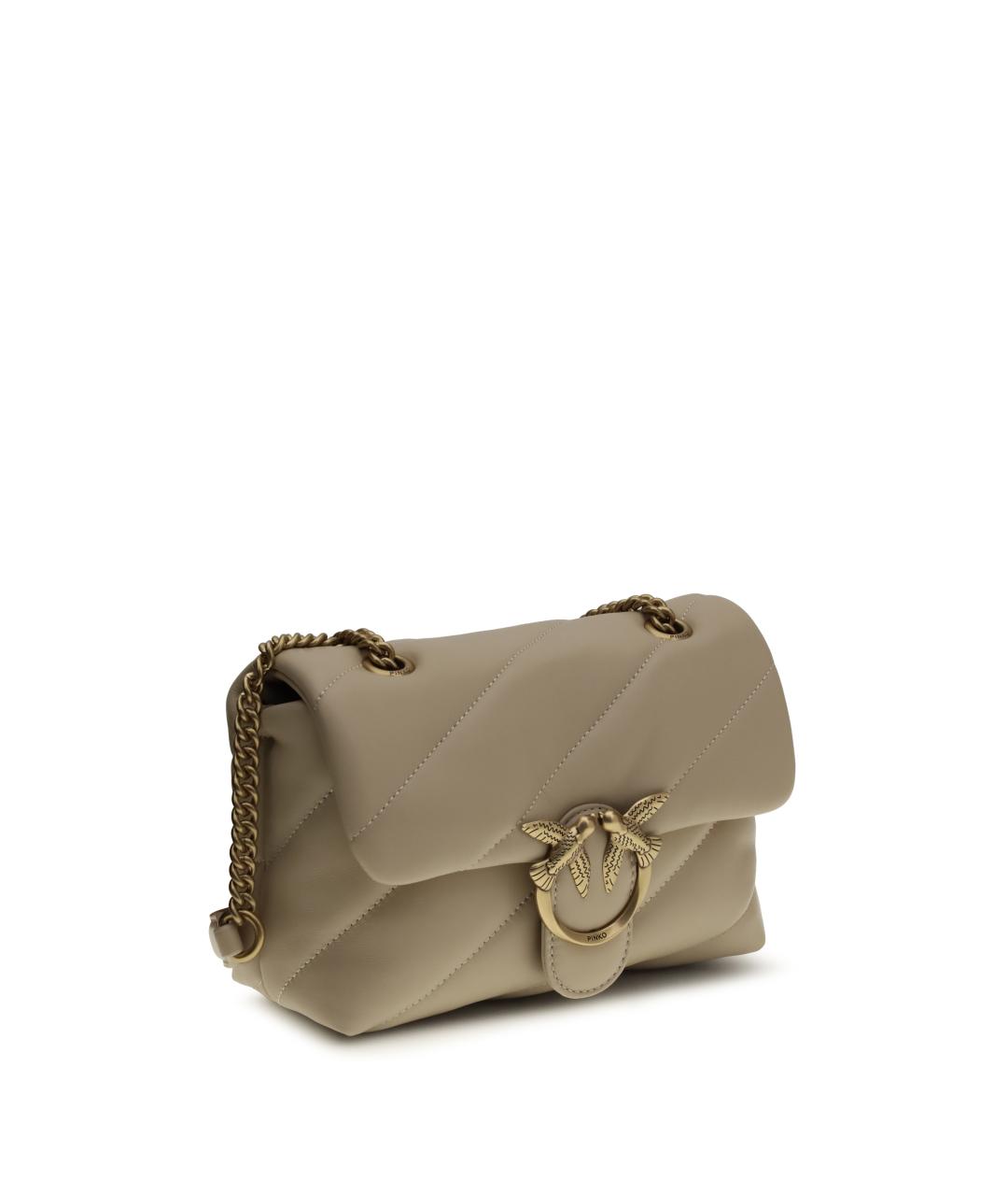 PINKO Бежевая кожаная сумка через плечо, фото 2