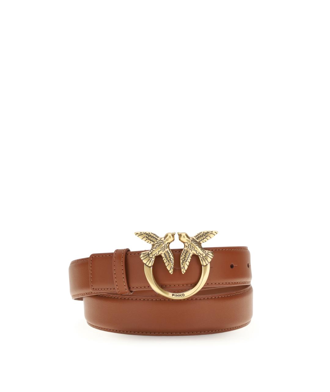 PINKO Коричневый кожаный ремень, фото 1