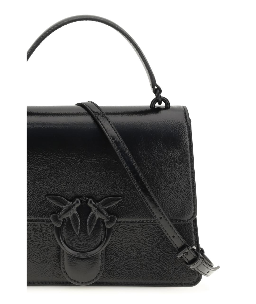 PINKO Черная кожаная сумка с короткими ручками, фото 4