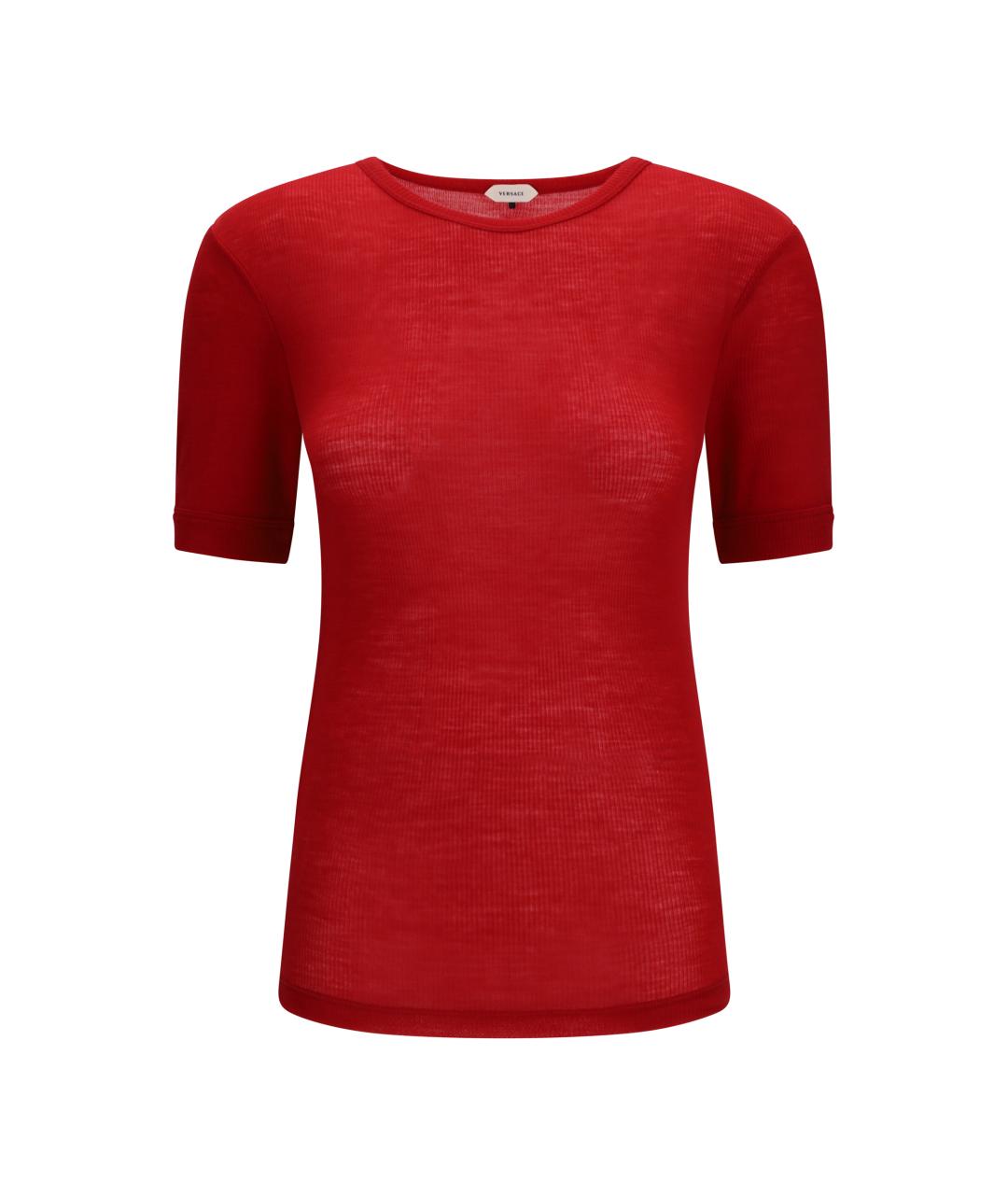 VERSACE Красная хлопковая футболка, фото 1