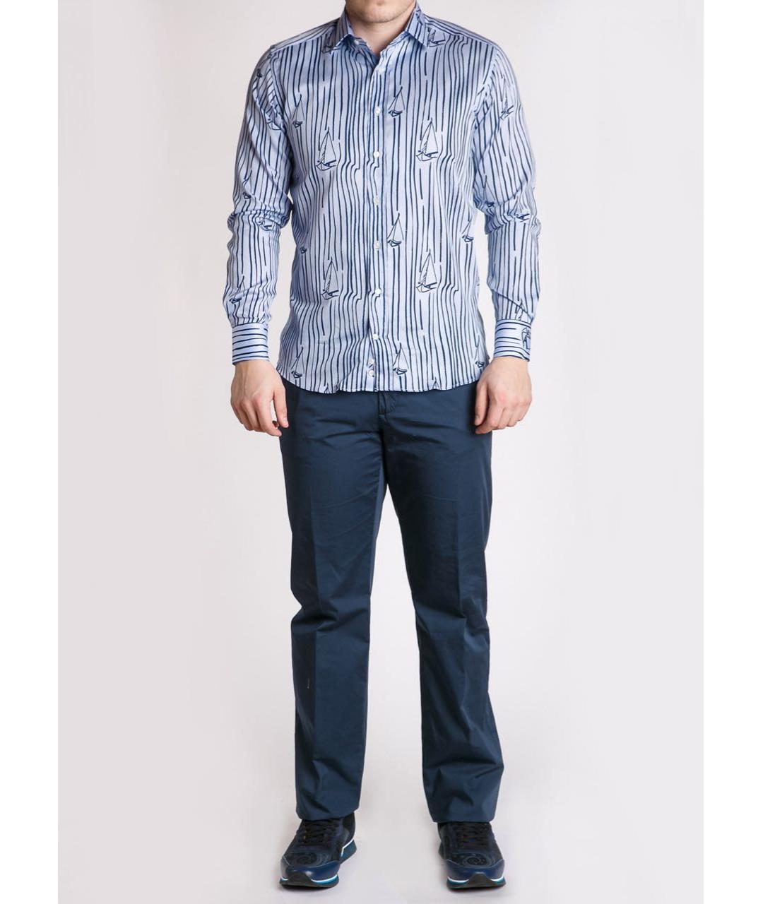 ETRO Голубая хлопковая кэжуал рубашка, фото 5