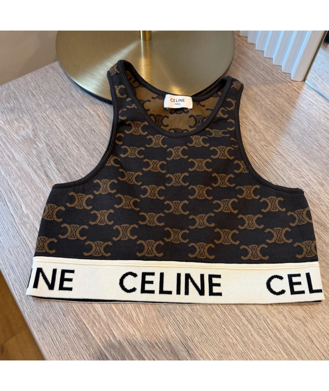 CELINE Коричневая хлопковая майка, фото 2