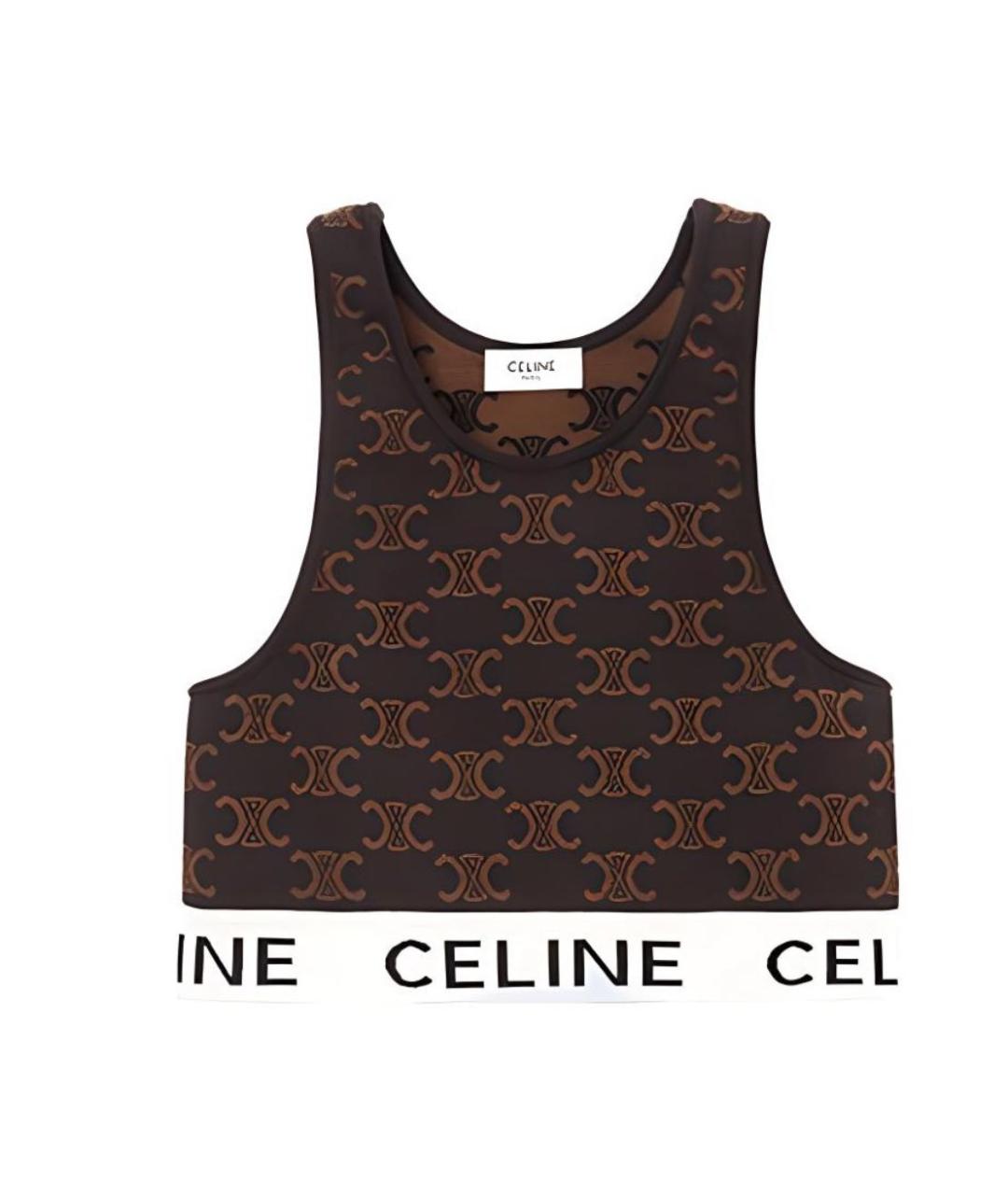 CELINE Коричневая хлопковая майка, фото 9