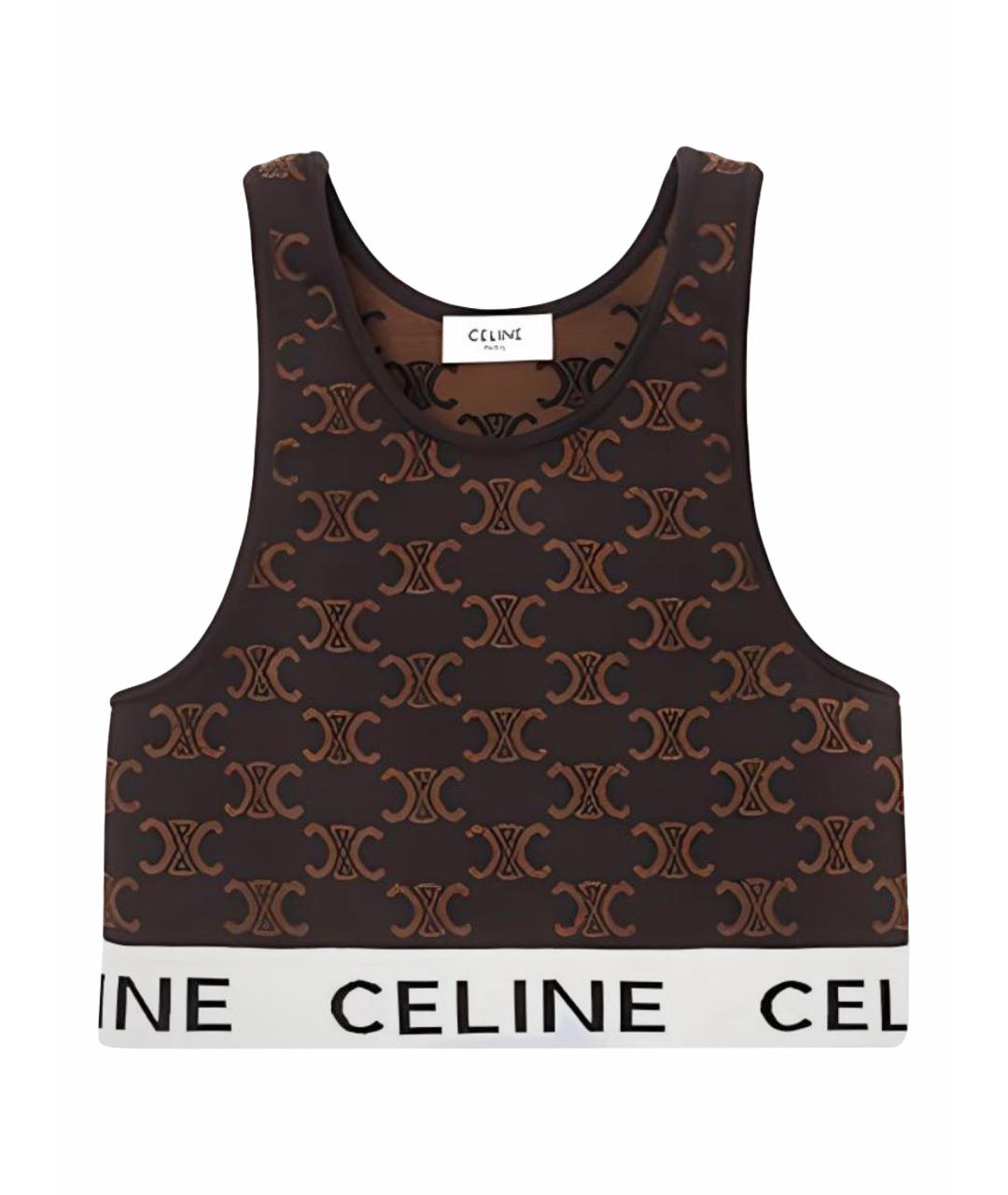 CELINE Коричневая хлопковая майка, фото 1