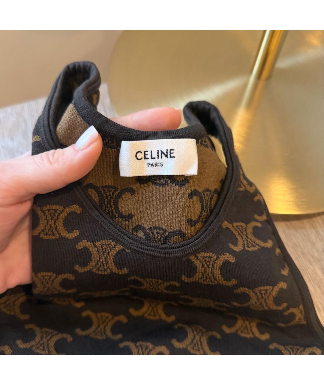 CELINE Коричневая хлопковая майка, фото 4