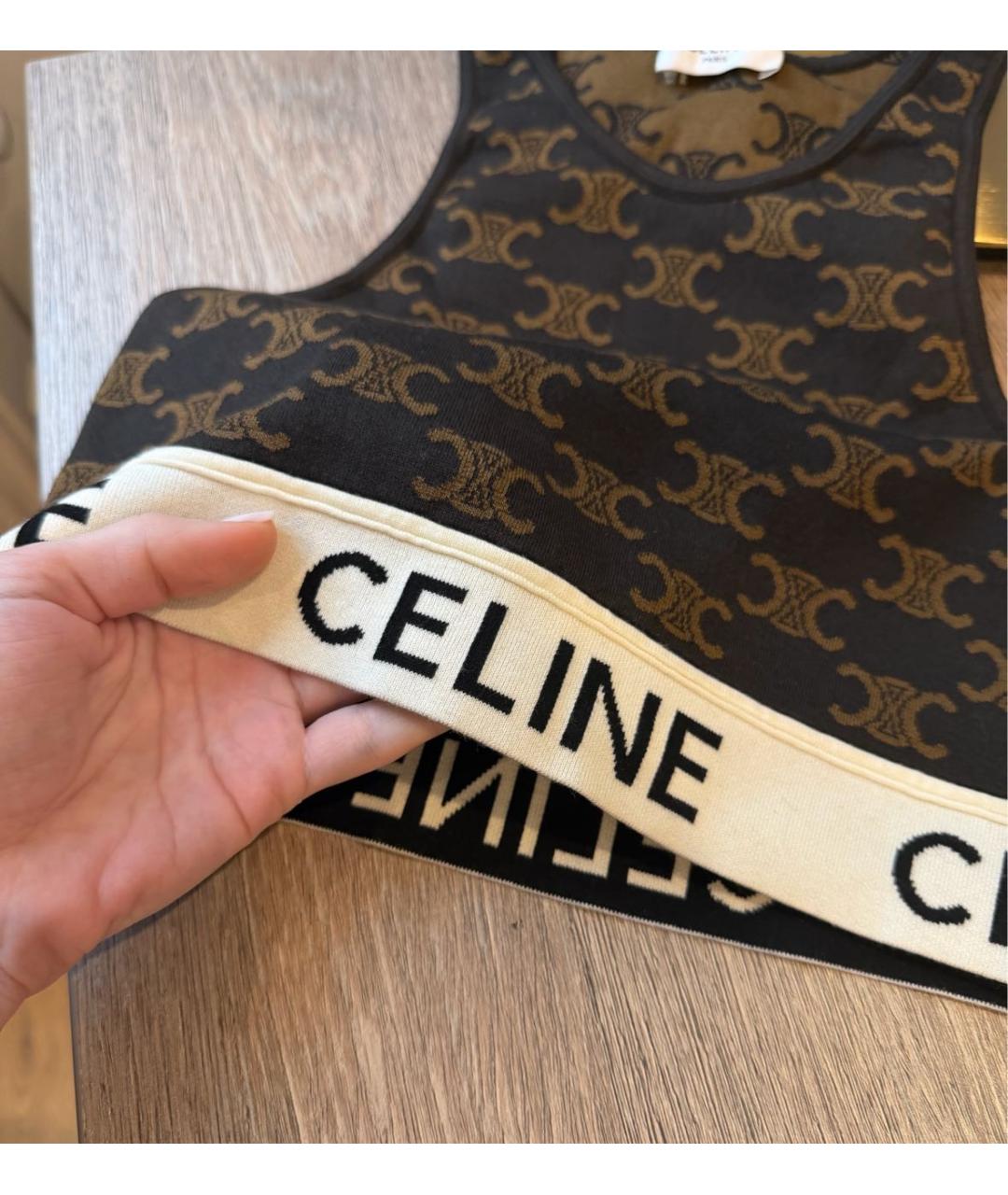 CELINE Коричневая хлопковая майка, фото 3