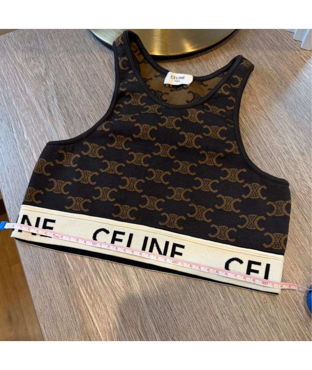 CELINE Коричневая хлопковая майка, фото 8