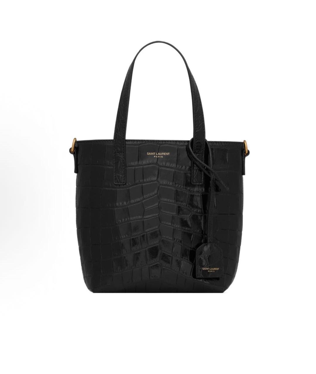 SAINT LAURENT Черная кожаная сумка с короткими ручками, фото 5