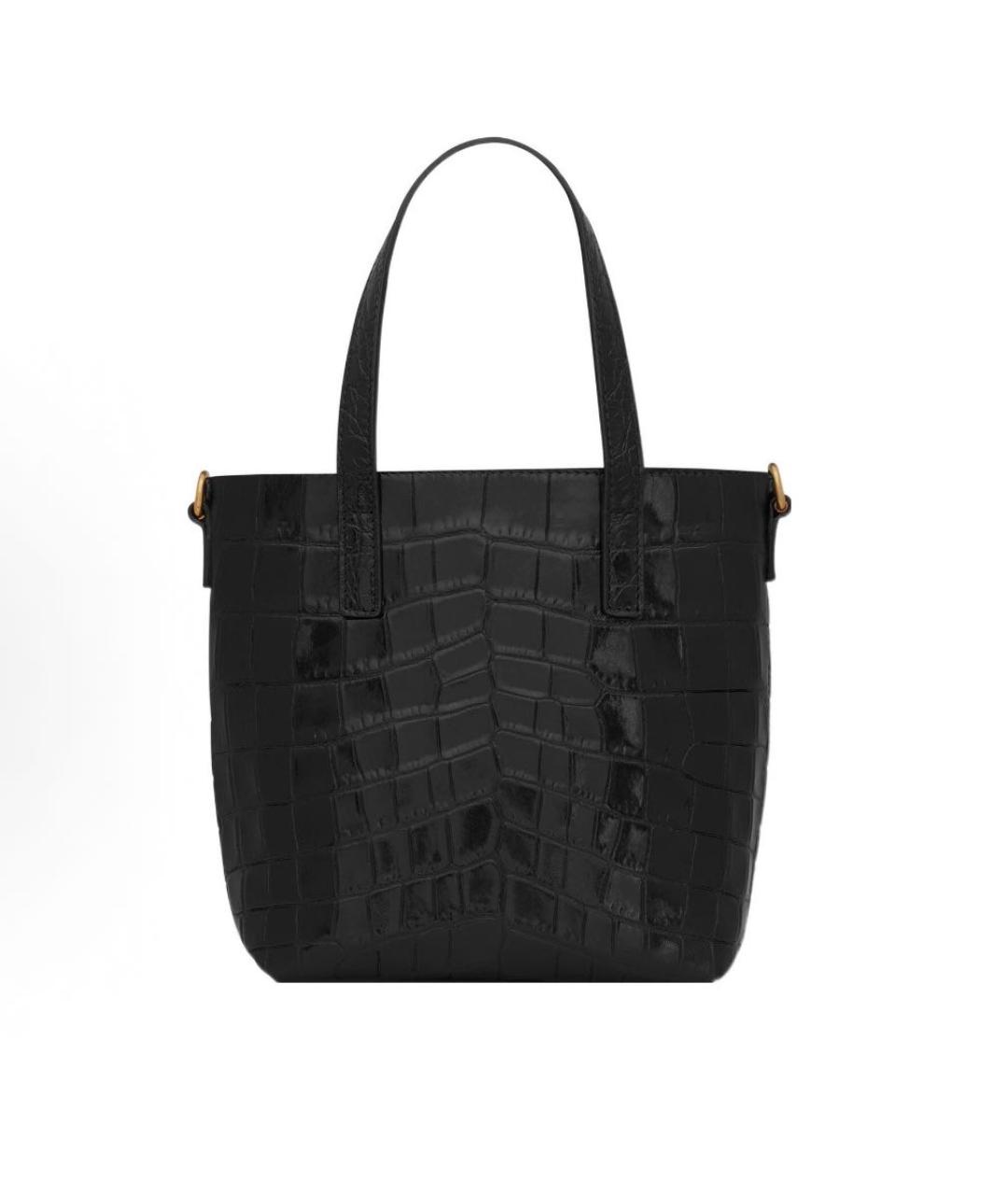 SAINT LAURENT Черная кожаная сумка с короткими ручками, фото 4