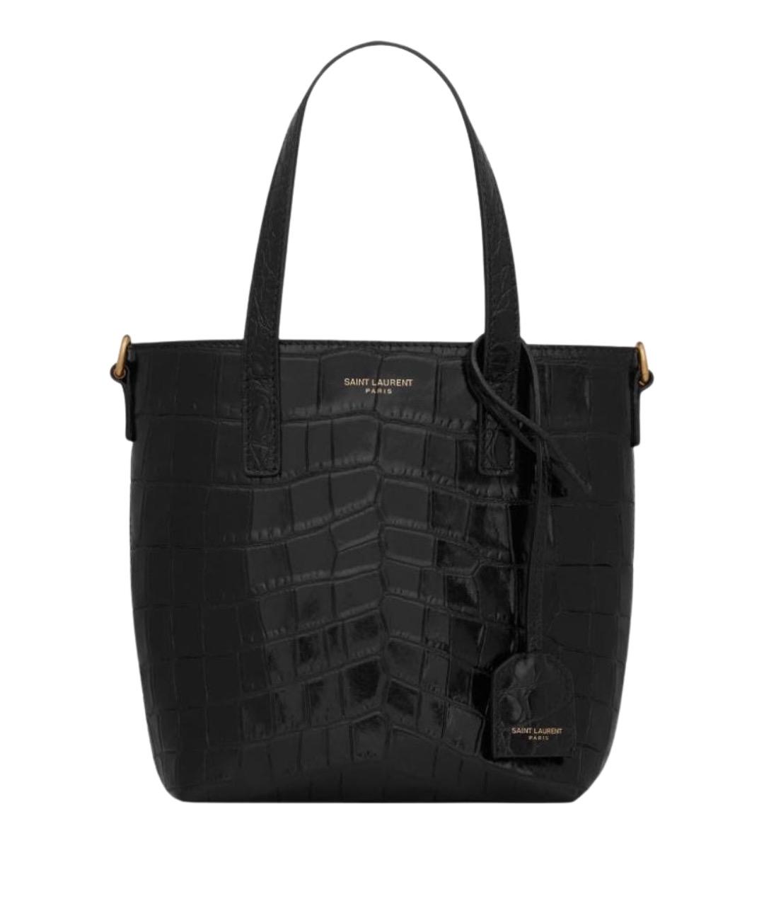 SAINT LAURENT Черная кожаная сумка с короткими ручками, фото 1