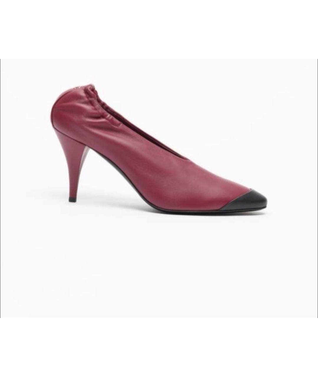 CHANEL Бордовые кожаные туфли, фото 5