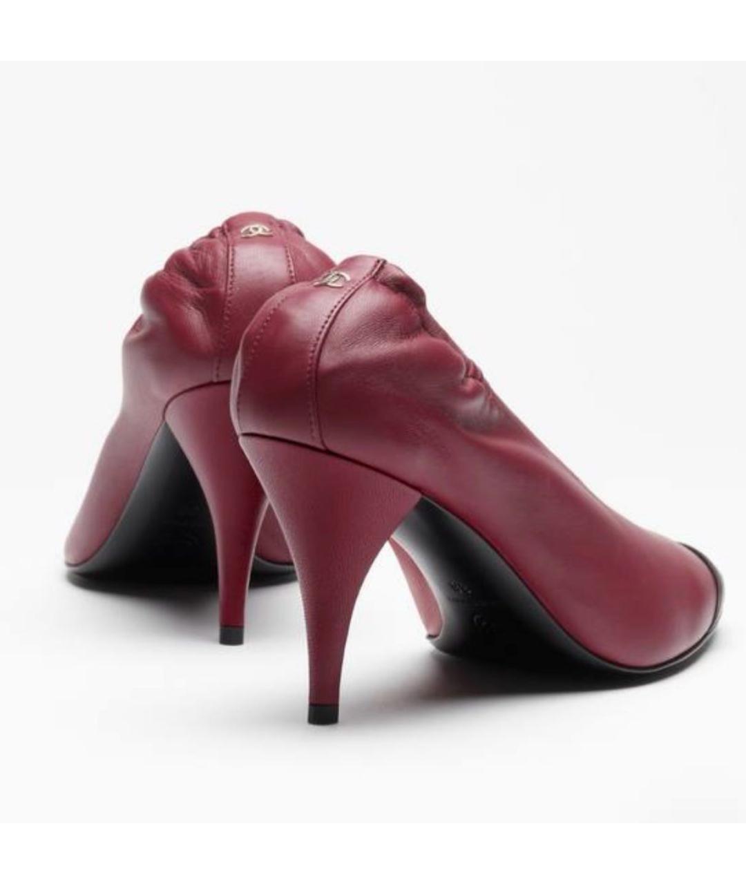 CHANEL Бордовые кожаные туфли, фото 3