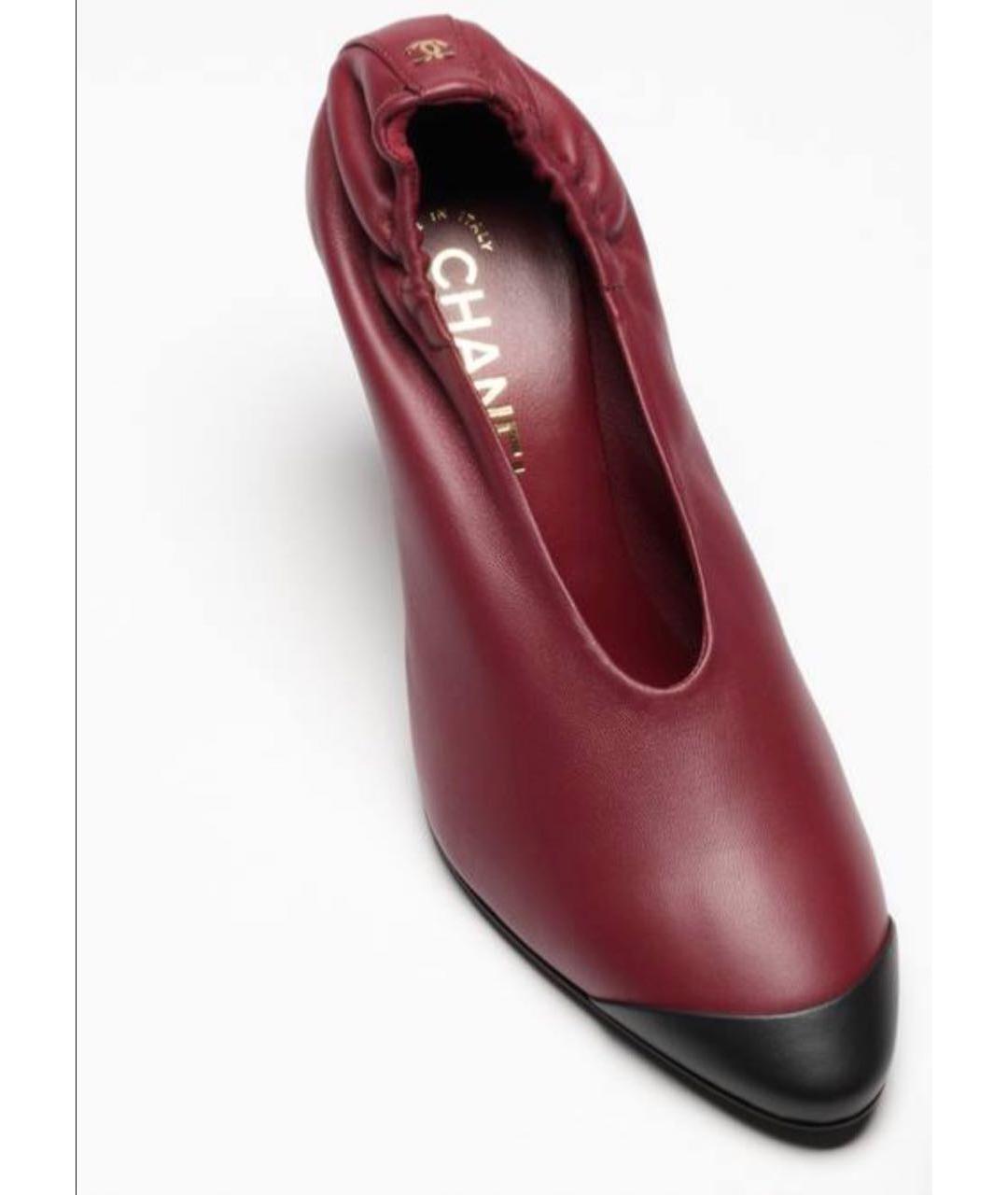 CHANEL Бордовые кожаные туфли, фото 4