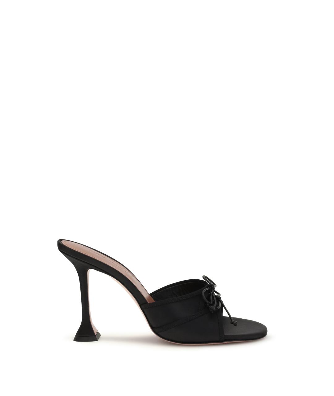 Amina Muaddi Черные кожаные мюли, фото 1