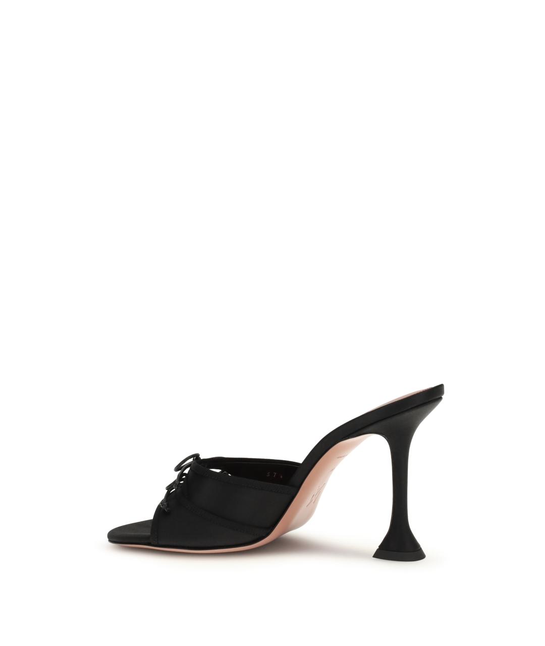 Amina Muaddi Черные кожаные мюли, фото 3