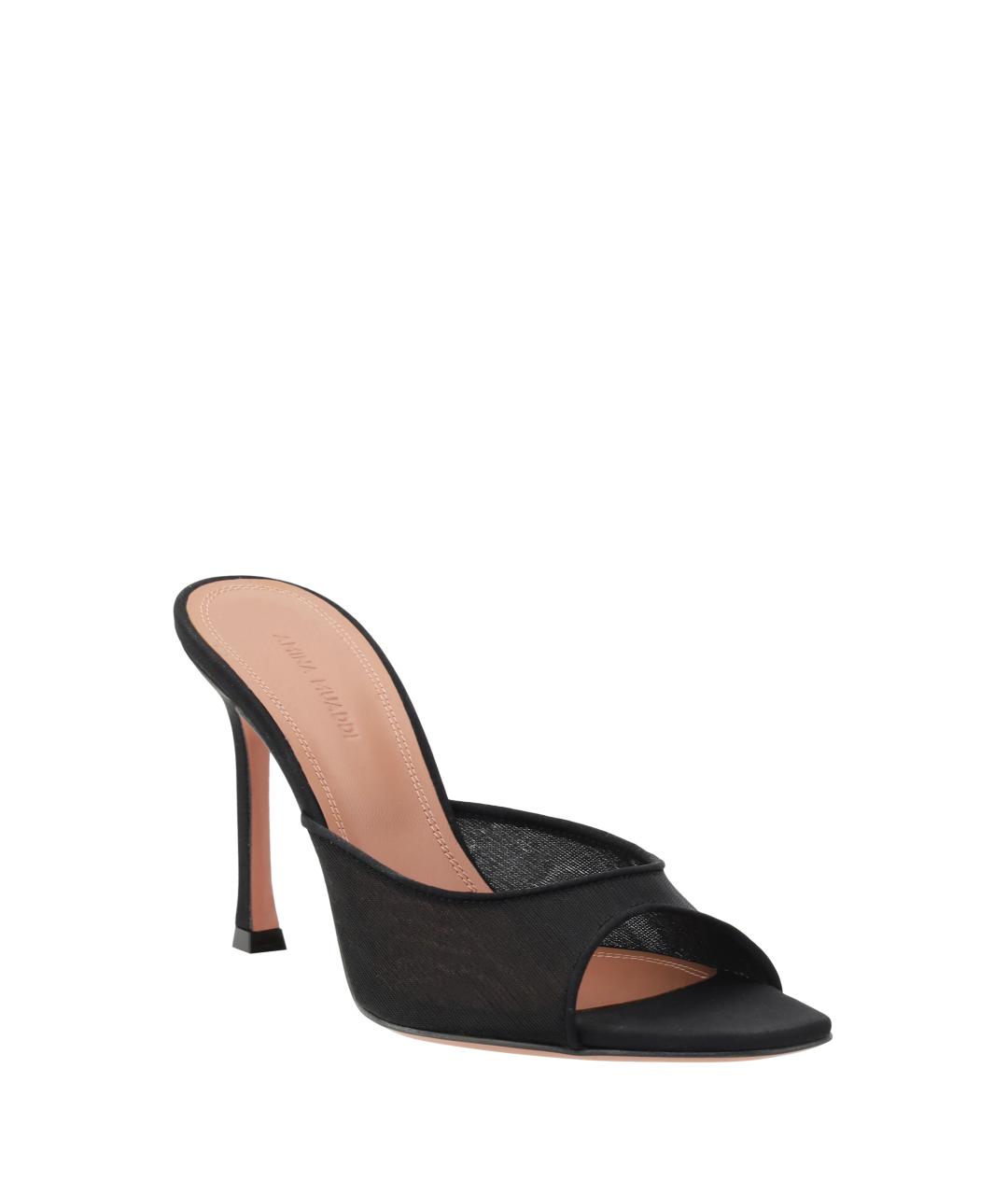 Amina Muaddi Черные текстильные мюли, фото 2