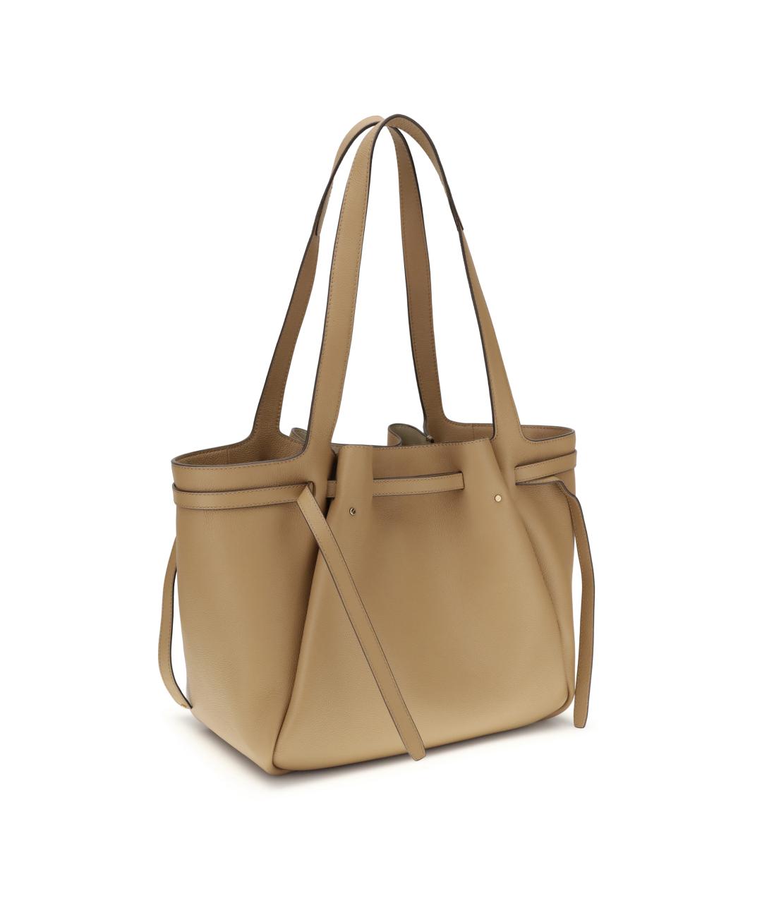 TORY BURCH Бежевая кожаная сумка тоут, фото 3