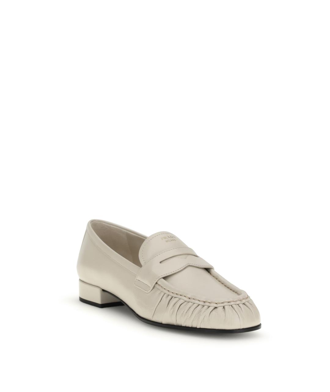 PRADA Бежевые кожаные лоферы, фото 2