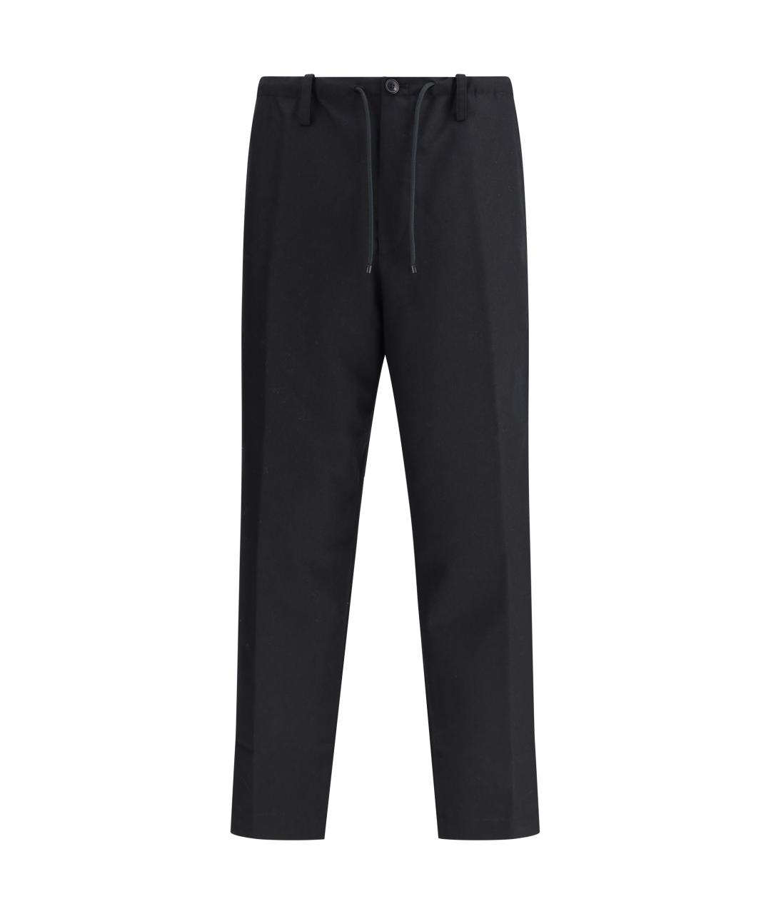 DRIES VAN NOTEN Черные шерстяные повседневные брюки, фото 1