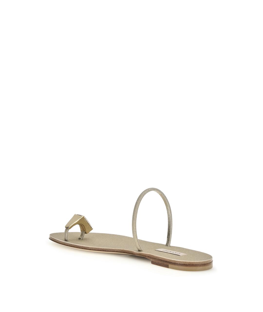 CASADEI Золотые кожаные шлепанцы, фото 3
