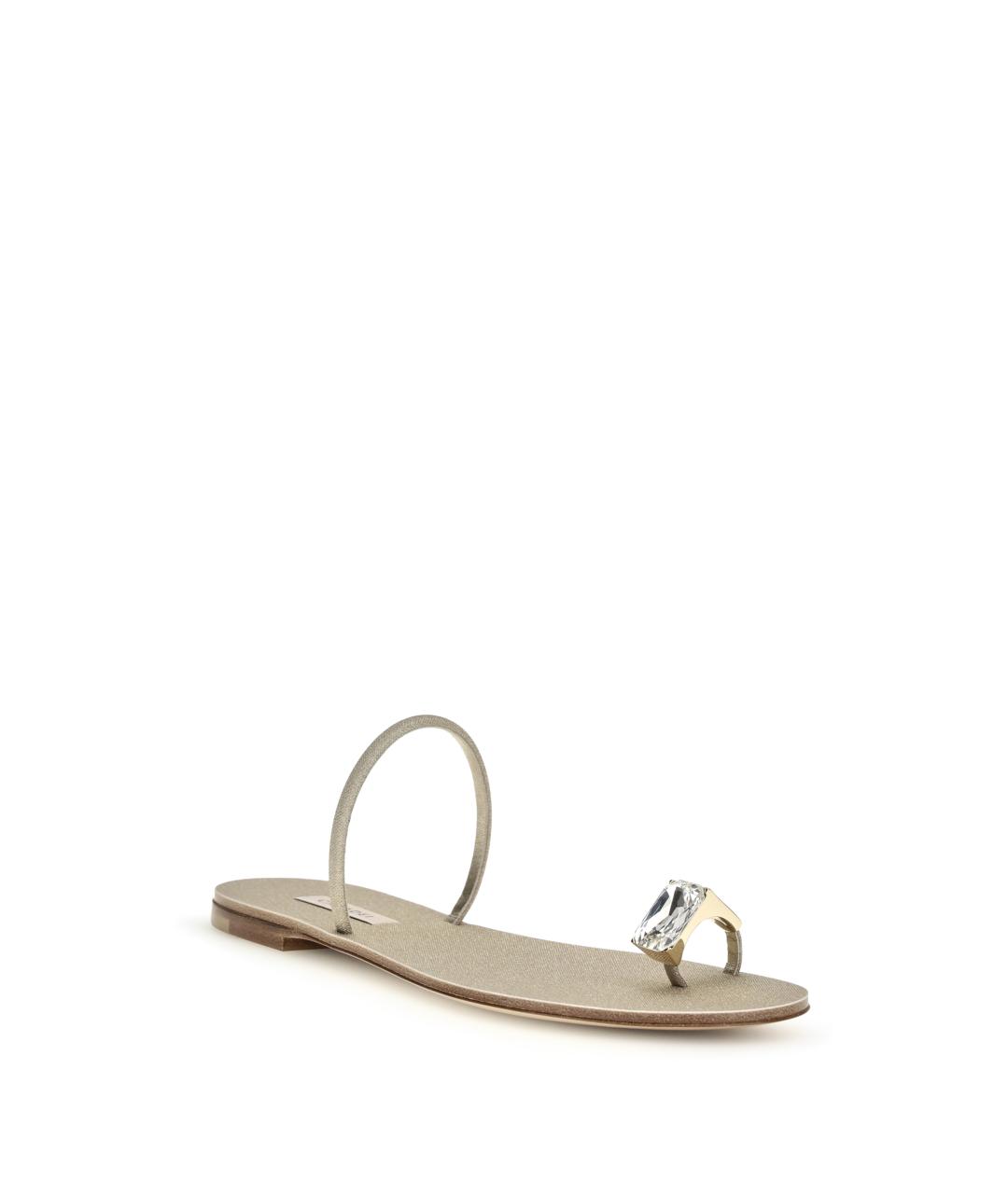 CASADEI Золотые кожаные шлепанцы, фото 2