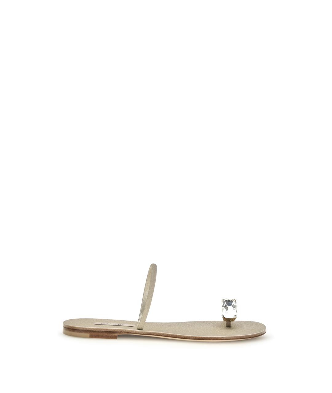 CASADEI Золотые кожаные шлепанцы, фото 1