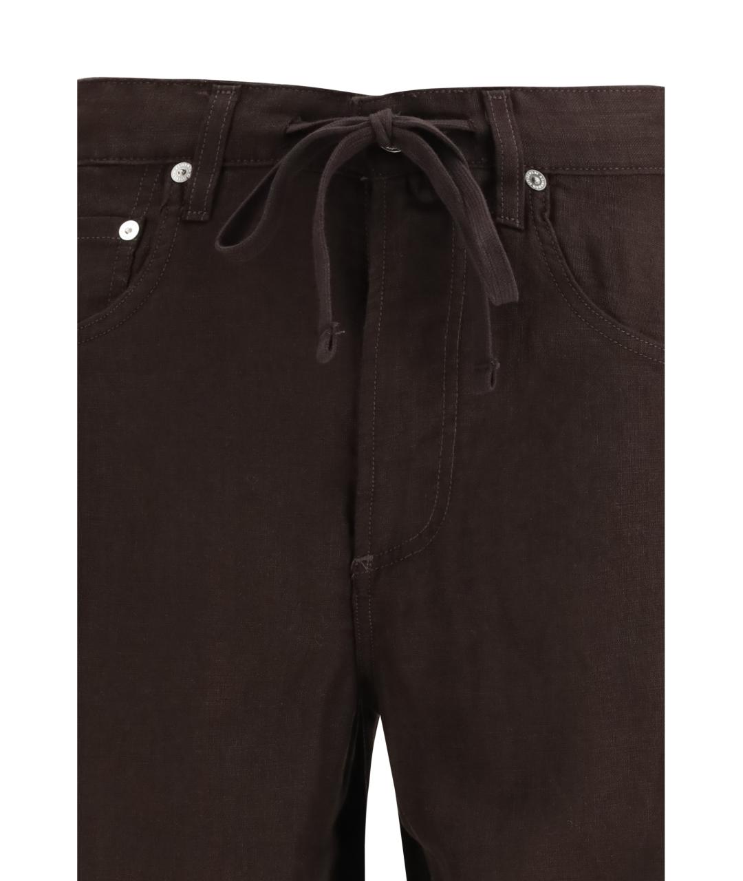 Citizien Of Humanity Коричневые льняные прямые брюки, фото 3