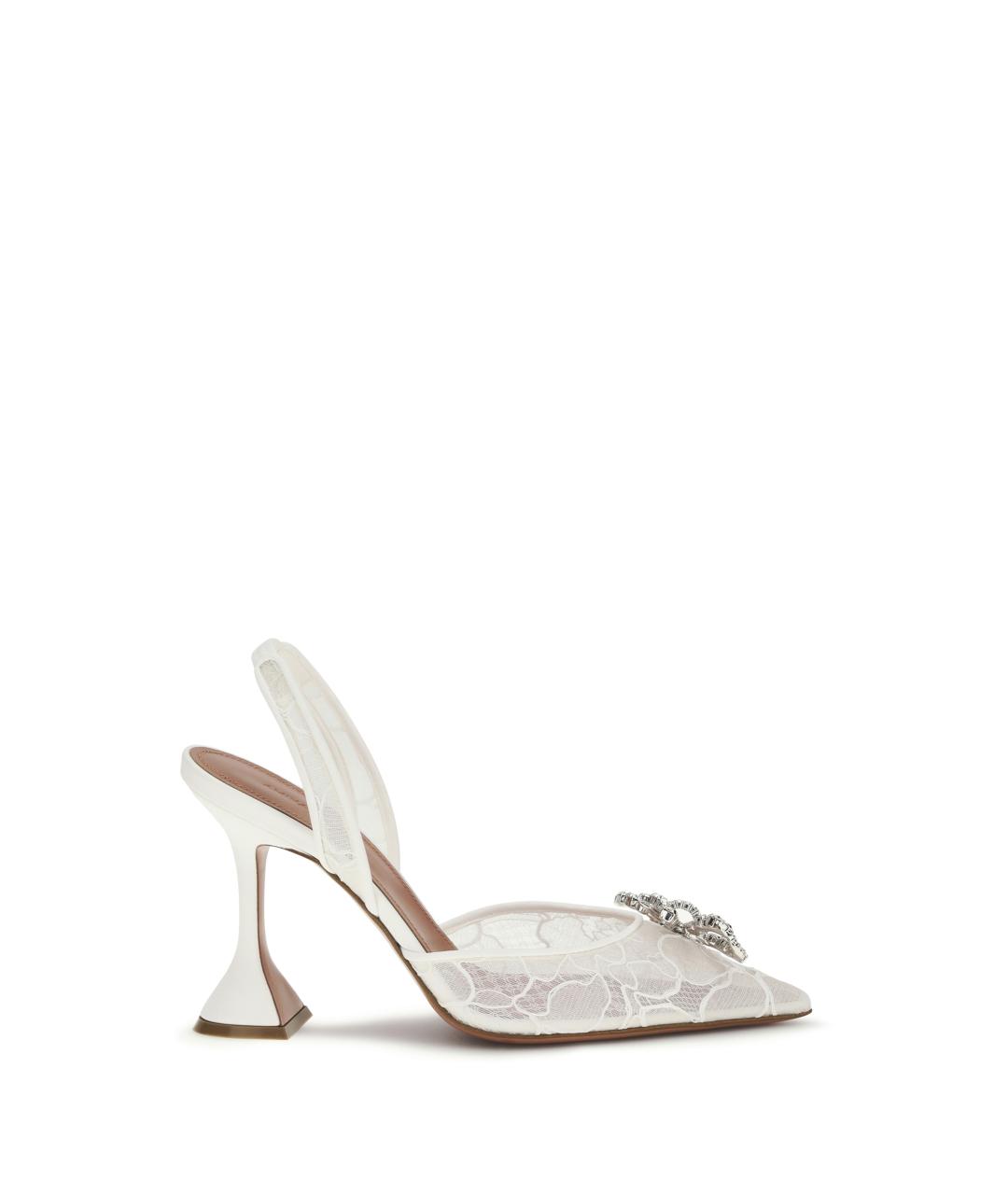 Amina Muaddi Белые текстильные туфли, фото 1