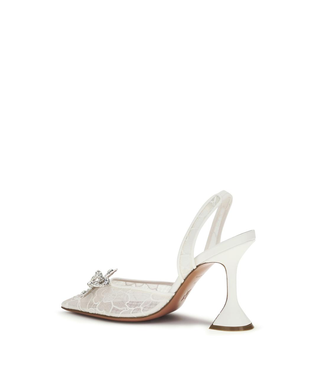 Amina Muaddi Белые текстильные туфли, фото 3