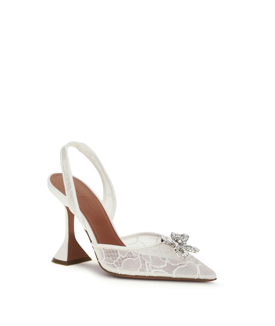 Amina Muaddi Белые текстильные туфли, фото 2