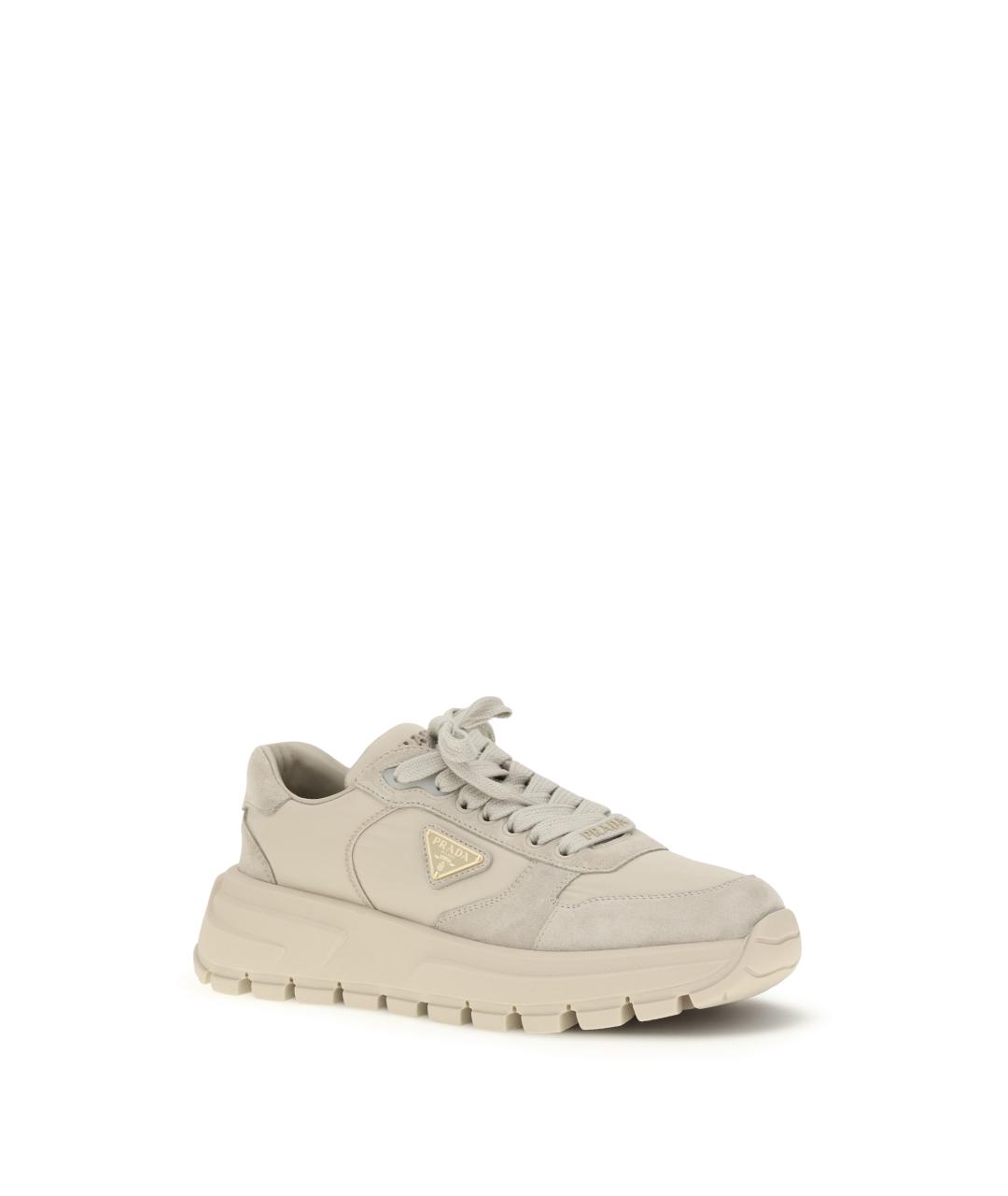 PRADA Бежевые замшевые кроссовки, фото 2
