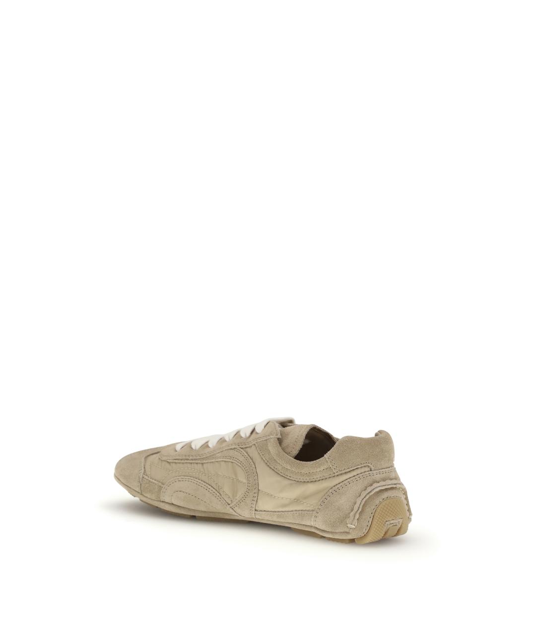 PRADA Бежевые замшевые кроссовки, фото 3