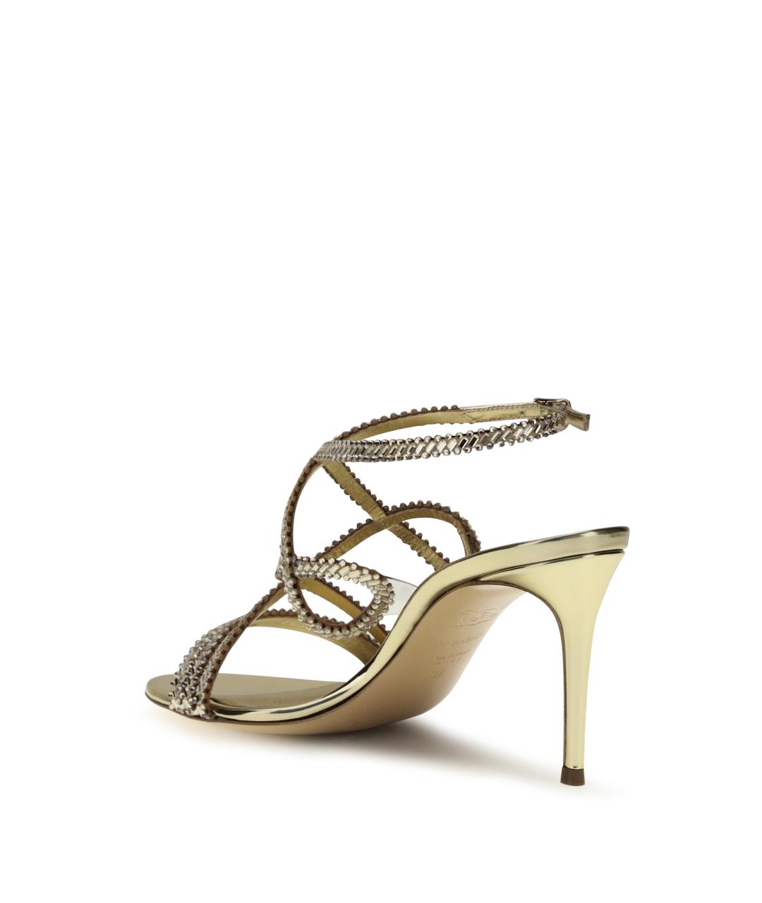 CASADEI Золотые кожаные босоножки, фото 3