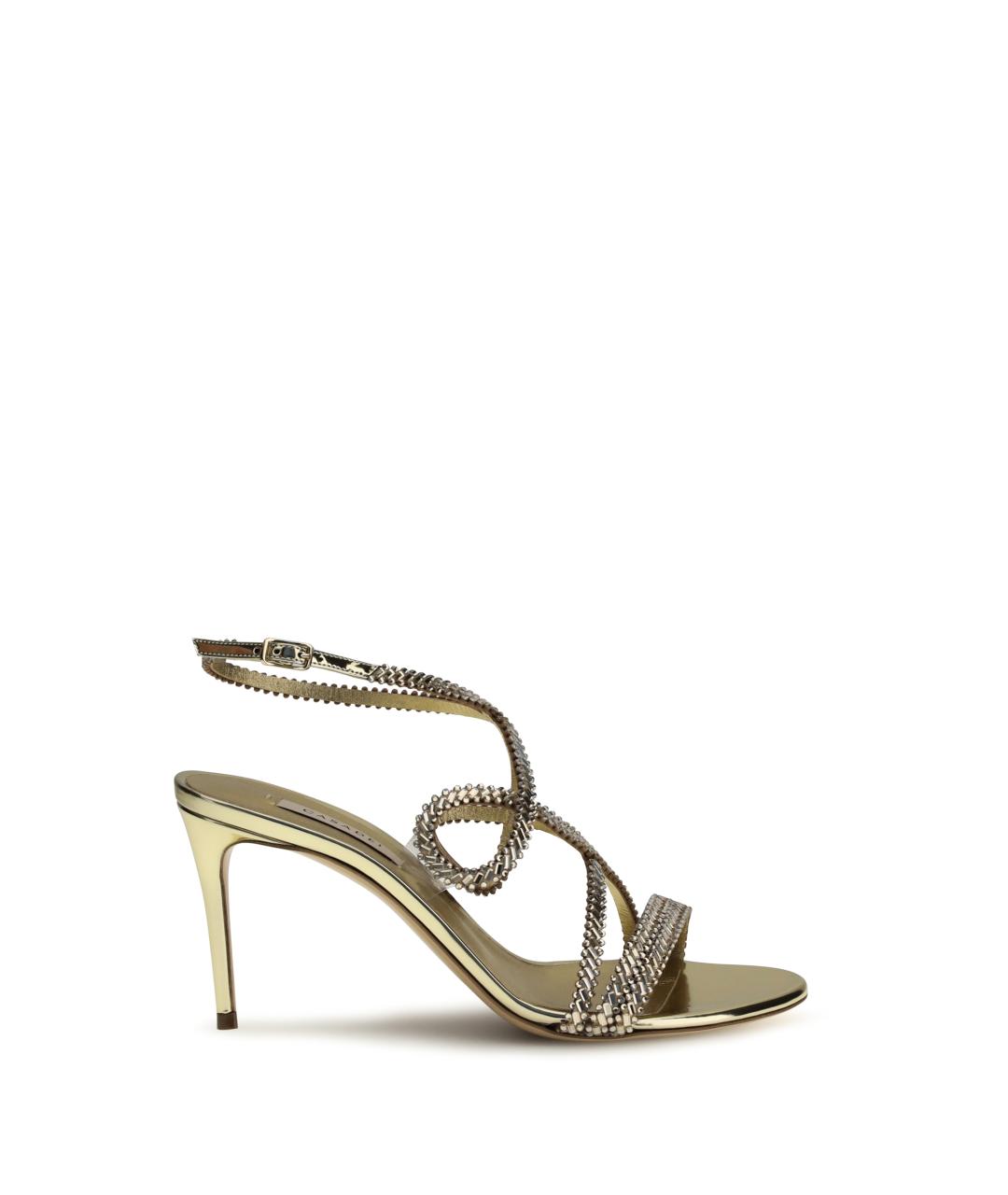 CASADEI Золотые кожаные босоножки, фото 1