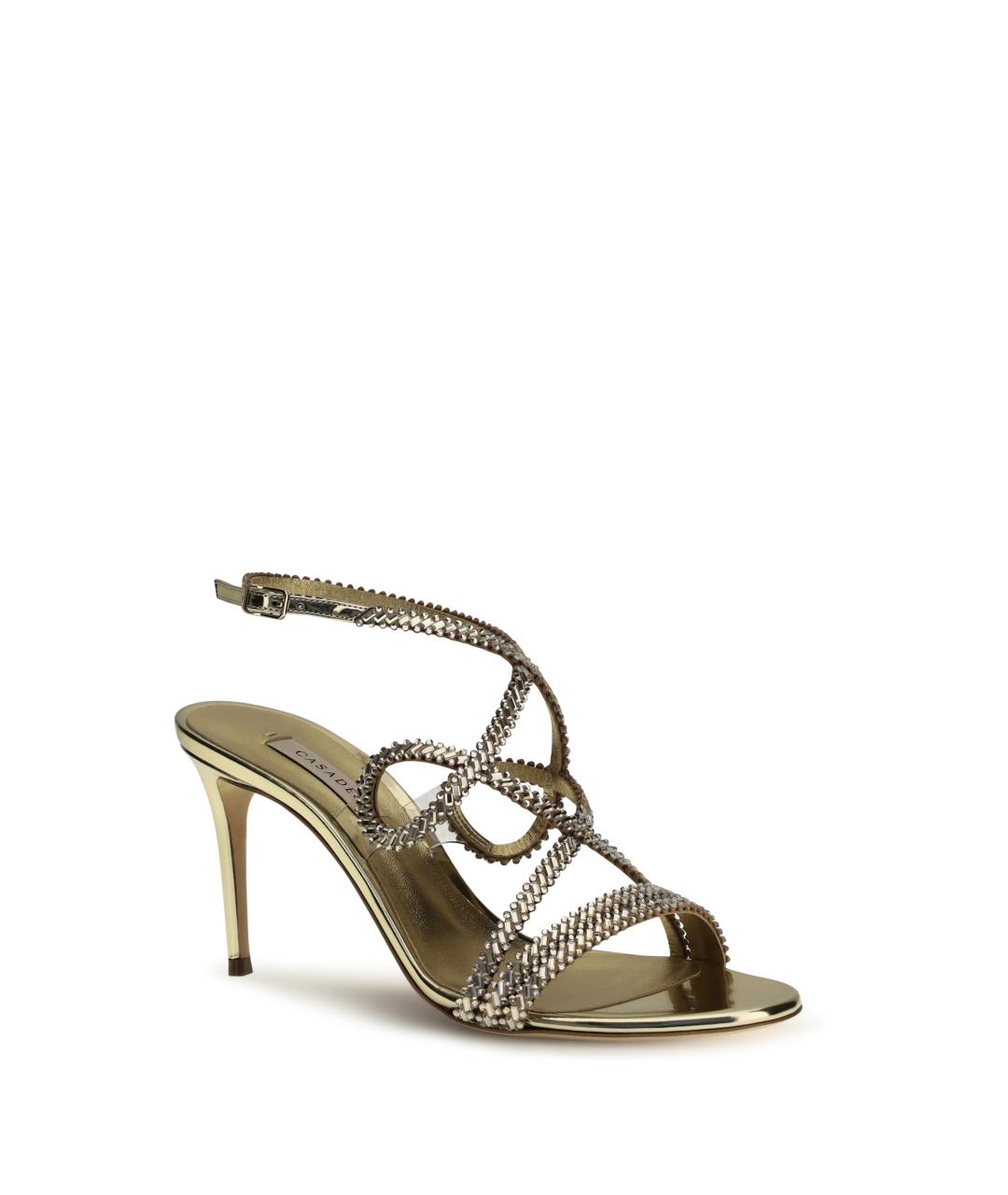 CASADEI Золотые кожаные босоножки, фото 2