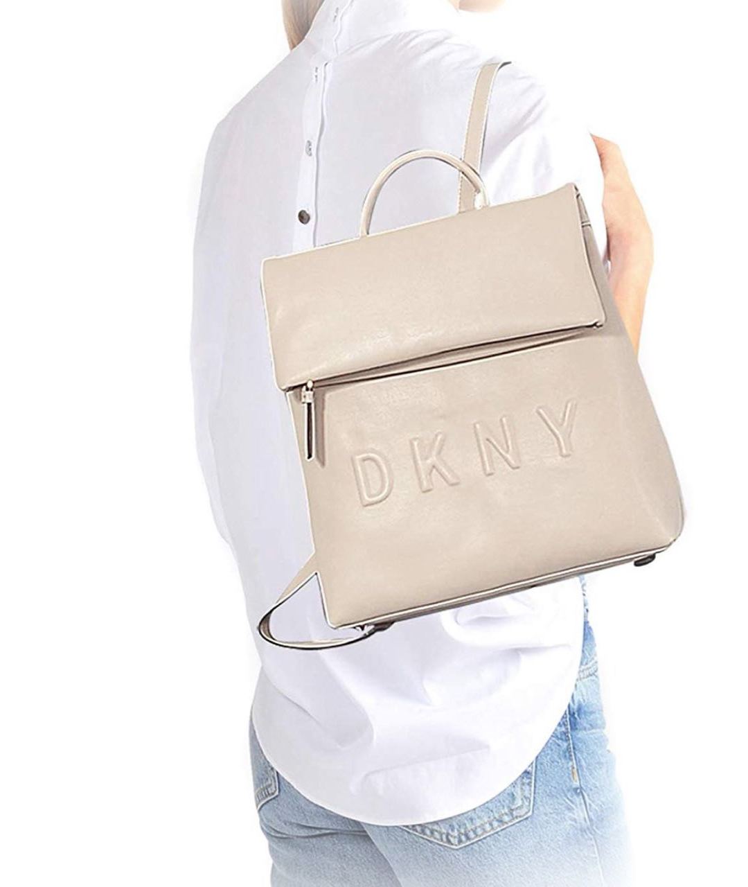 DKNY Бежевый рюкзак из искусственной кожи, фото 5