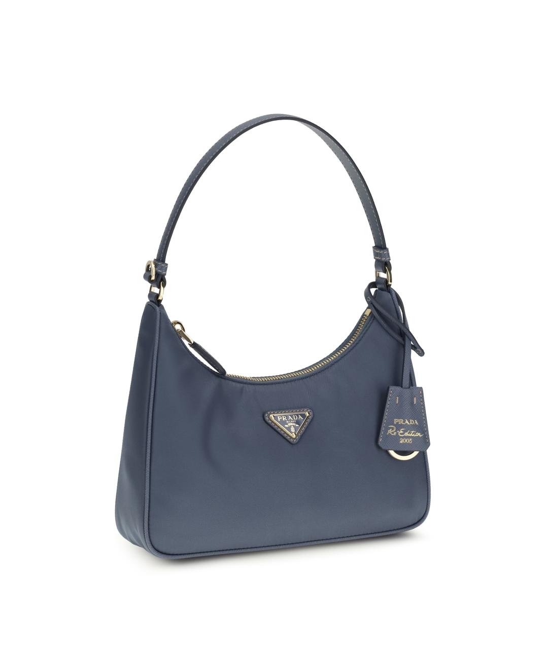 PRADA Голубая тканевая сумка с короткими ручками, фото 2