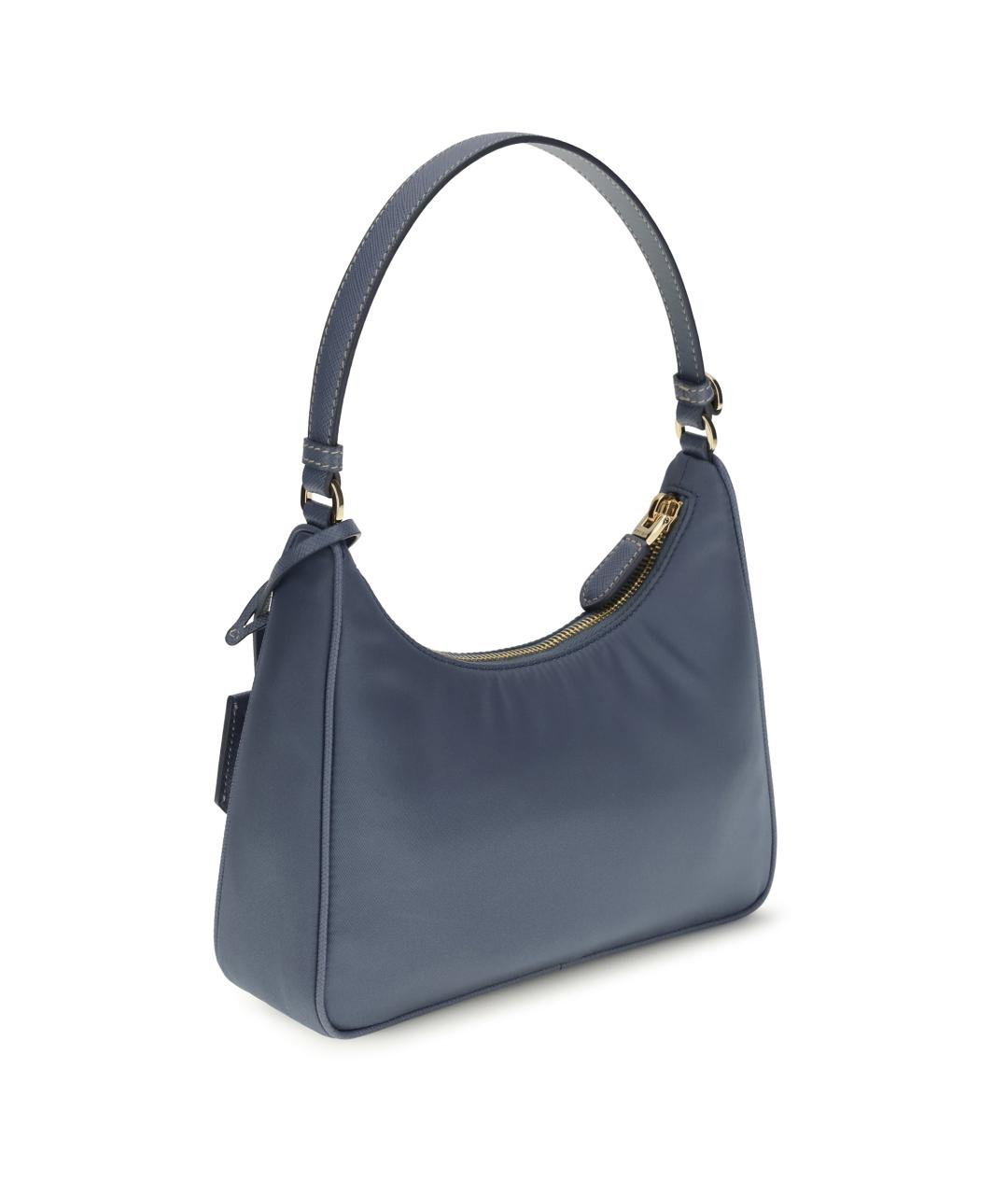 PRADA Голубая тканевая сумка с короткими ручками, фото 3